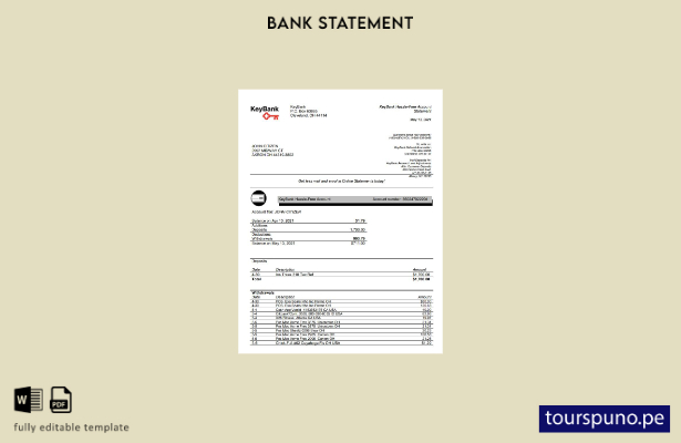 listo para imprimir plantilla de Word   extracto bancario de KeyBank de Ohio de 